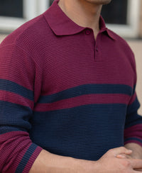Wine Stripe Knit T-Shirt 100% Cotton
