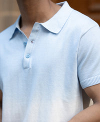 Blue Ombre Stripe Polo T-Shirt 100% Cotton