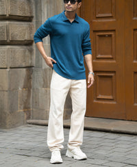 Royal Blue Striped Knitted T-Shirt 100% Cotton