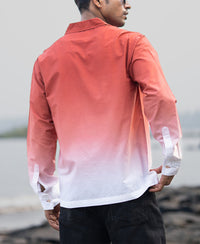 Orange Rust Ombre Pocket Shirt 100% Cotton