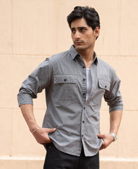 Grey Double Pocket Lightweight Shirt 100% Cotton