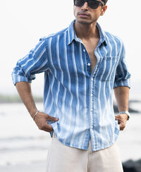 Denim Stripe Ombre Shirt 100% Cotton