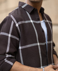 Brown Structure Checks Shirt