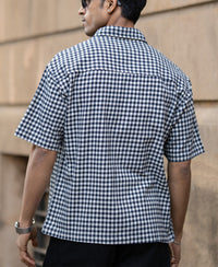 Navy Microchecks Print Shirt