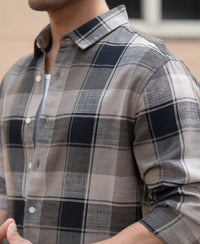Olive & Black Structured Checks Shirt 100% Cotton