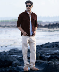 Wine Structured Overshirt With Pockets 100% Cotton
