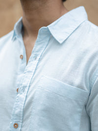 Light Blue Linen Blend Shirt