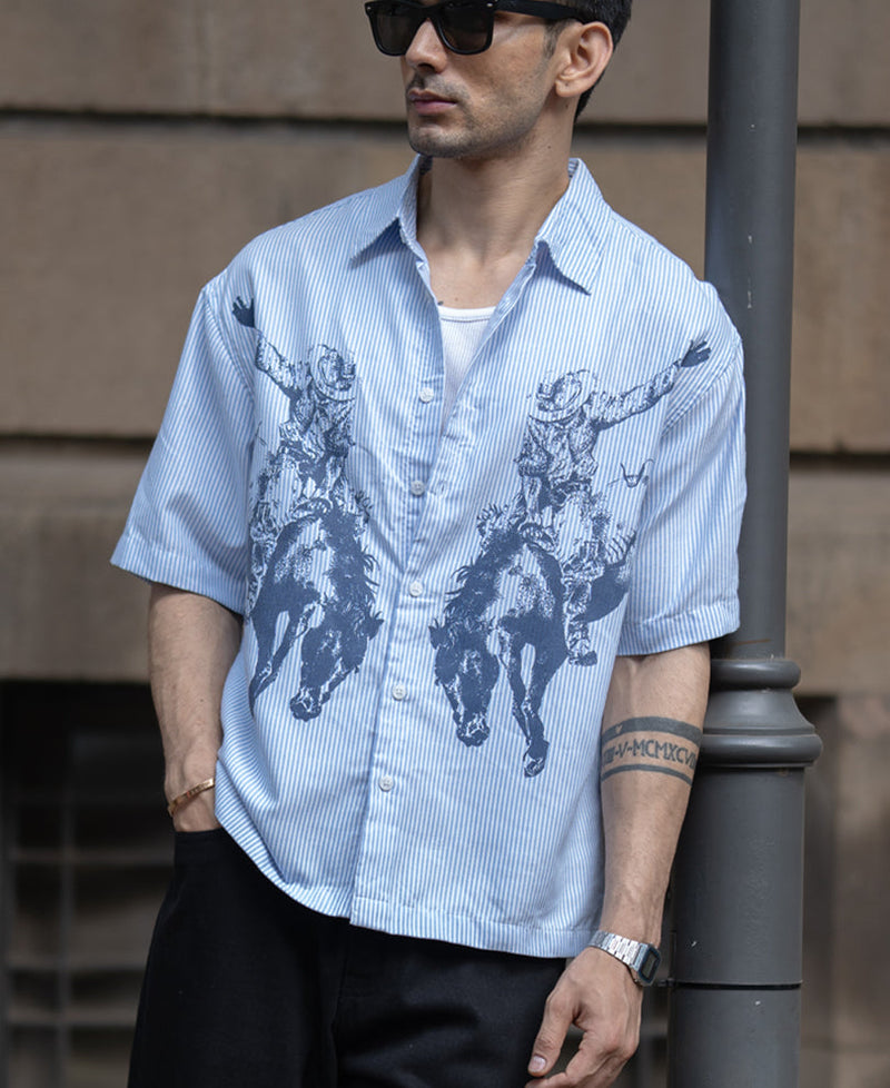 Blue Striped Print Shirt