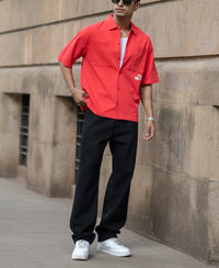 Red Printed Structure Shirt 100% Cotton