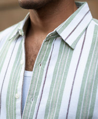 Green Strucured Stripe Shirt
