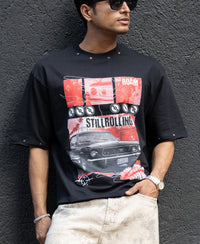 Black Graphic Stud T-Shirt 100% Cotton