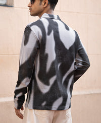 Grey Printed Structure T-Shirt
