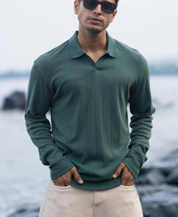 Green Regular Fit Full Sleeves T-Shirt 100% Cotton