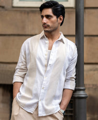 Natural & White Blend Stripe Shirt