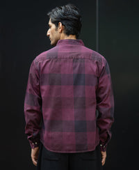 Burgendy Overdyed Checks Shirt