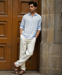 Natural & Blue Broad Stripe Shirt