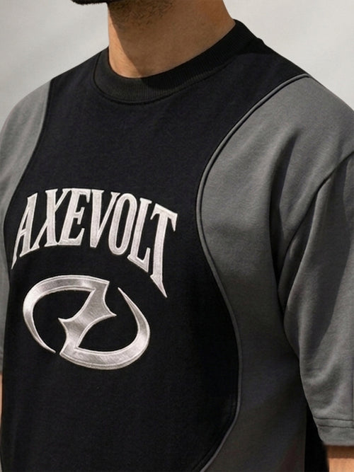 Black & Grey Graphic Panel T-Shirt 100% Cotton