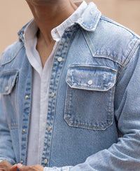 Blue Denim Regular Fit Full Sleeves Shirt 100% Cotton