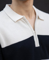 Grey & Navy Knit Stripe T-Shirt 100% Cotton