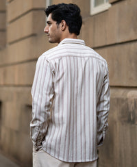 Cream Structured Stripe Shirt 100% Cotton