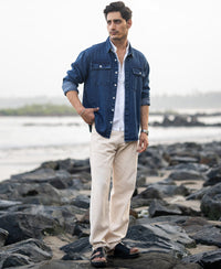 Dark Blue Washed Denim Full Sleeves Shirt 100% Cotton