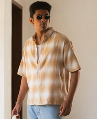 Beige Structured Checks Shirt
