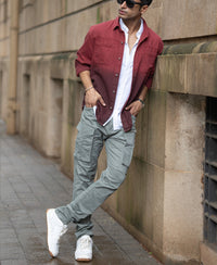 Brick Red Ombre Shirt With Pockets 100% Cotton