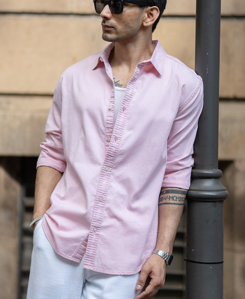 Pink Overdyed Structure Shirt 100% Cotton