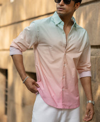 Green & Pink Ombre Shirt 100% Cotton