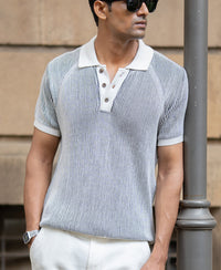 Black & White Knit T-Shirt 100% Cotton