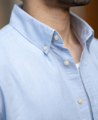 Blue Oxford Button Down Shirt 100% Cotton