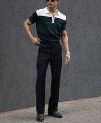 Olive & Navy Knit Stripe T-Shirt 100% Cotton