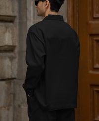 Black Structured Zipper Shirt 100% Cotton