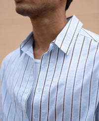 Pale Blue Lightweight Stripe Shirt 100% Cotton