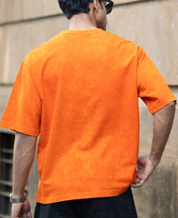 Orange Washed Graphic T-Shirt 100% Cotton
