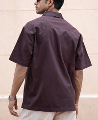 Brown Embroidered Boxy Shirt 100% Cotton