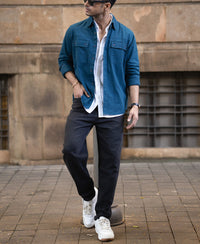 Royal Blue Structured Overshirt 100% Cotton