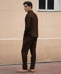 Dark Brown Linen Structured Co-Ord Set