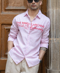 Pink Printed Stripe Shirt 100% Cotton