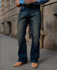 Dark Blue Tinted Bootcut Jeans