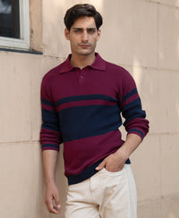 Wine Stripe Knit T-Shirt 100% Cotton