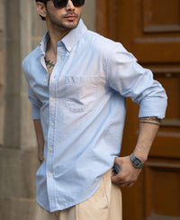 Blue Oxford Button Down Shirt 100% Cotton