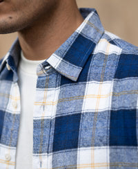 Blue Brushed Regular Fit Checks Shirt