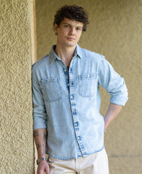 Blue Double Pocket Denim Shirt 100% Cotton