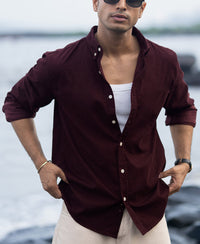 Wine Corduroy Buttondown Shirt 100% Cotton
