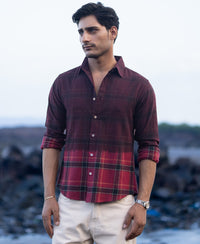 Wine Ombre Checks Shirt