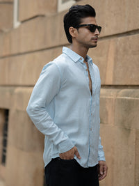 Light Blue Linen Blend Shirt