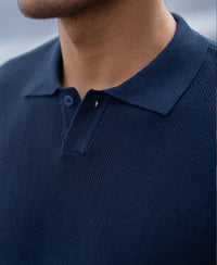 Dark Blue Knitted Ombre T-Shirt 100% Cotton