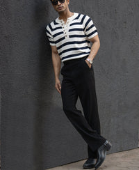 Navy Striped Raglan T-Shirt 100% Cotton