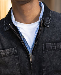 Black Washed Denim Polo Shirt 100% Cotton